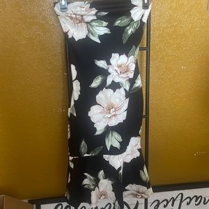 Black floral strapless dress